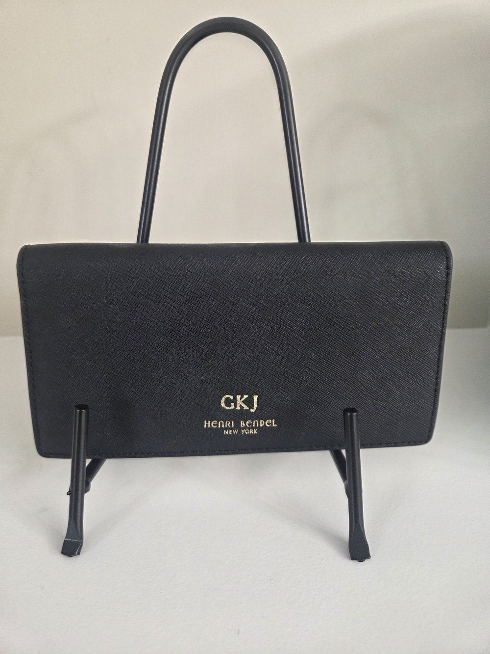 Henri Bendel Black Saffiano Leather Wallet Clutch - GKJ Monogram